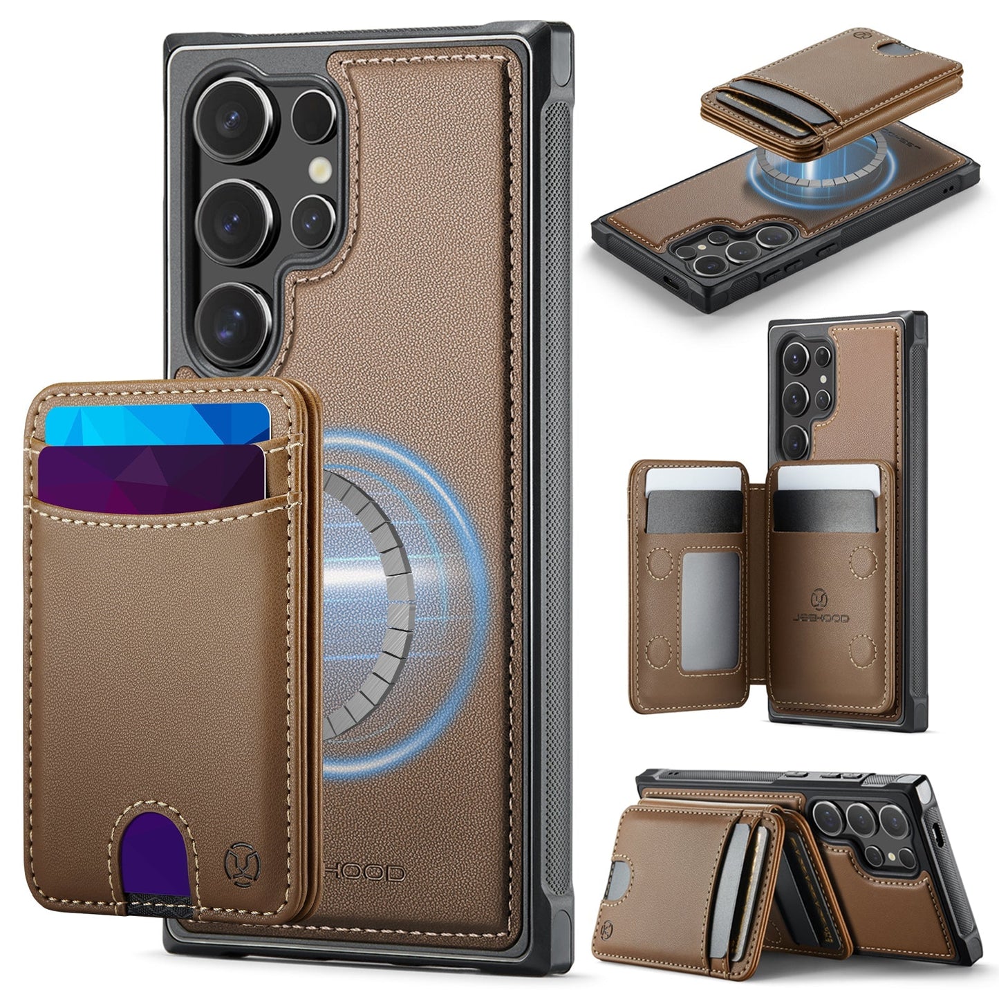 New 2-in-1 RFID Blocking Card Holder Leather Phone Case for Samsung Galaxy S24 Ultra