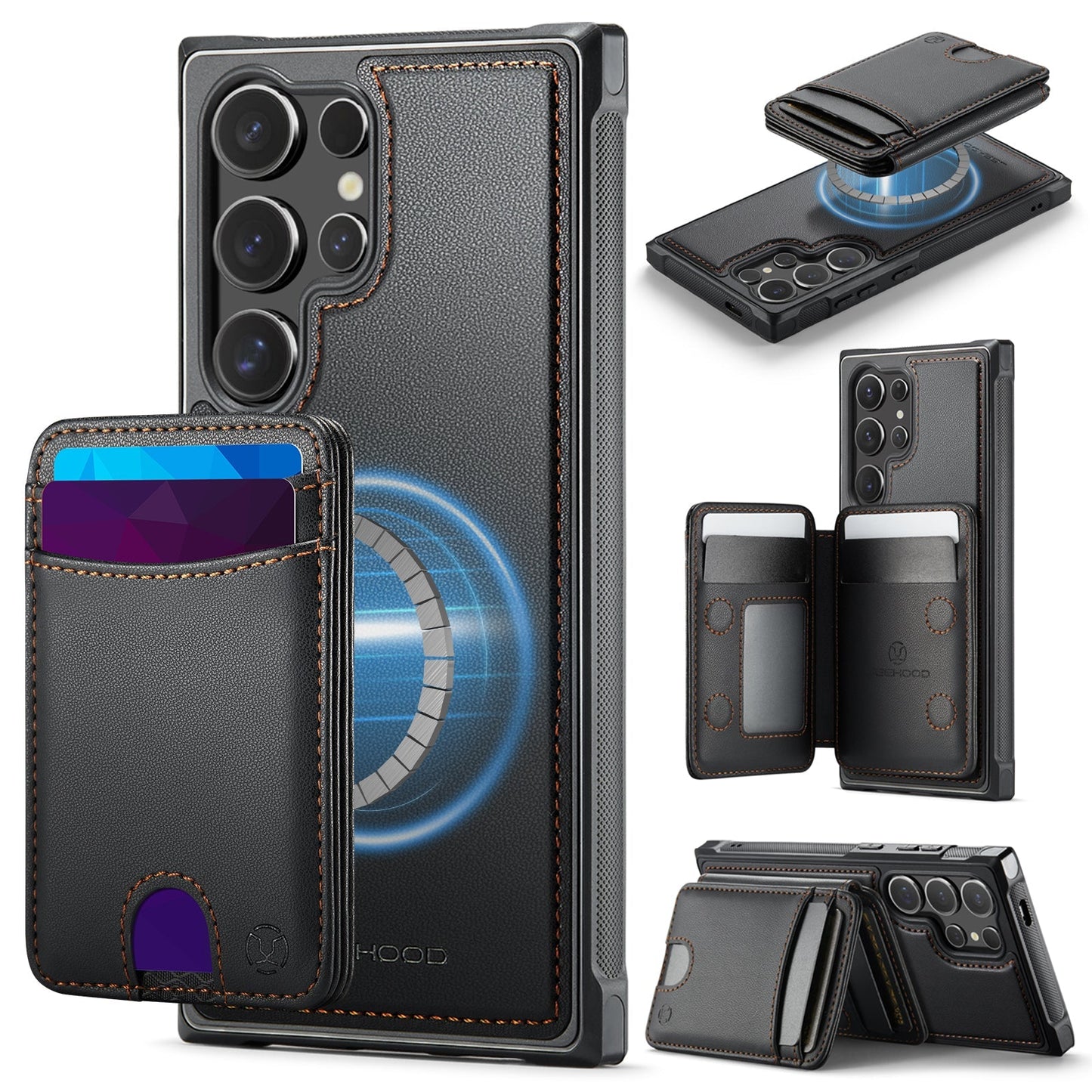 New 2-in-1 RFID Blocking Card Holder Leather Phone Case for Samsung Galaxy S24 Ultra