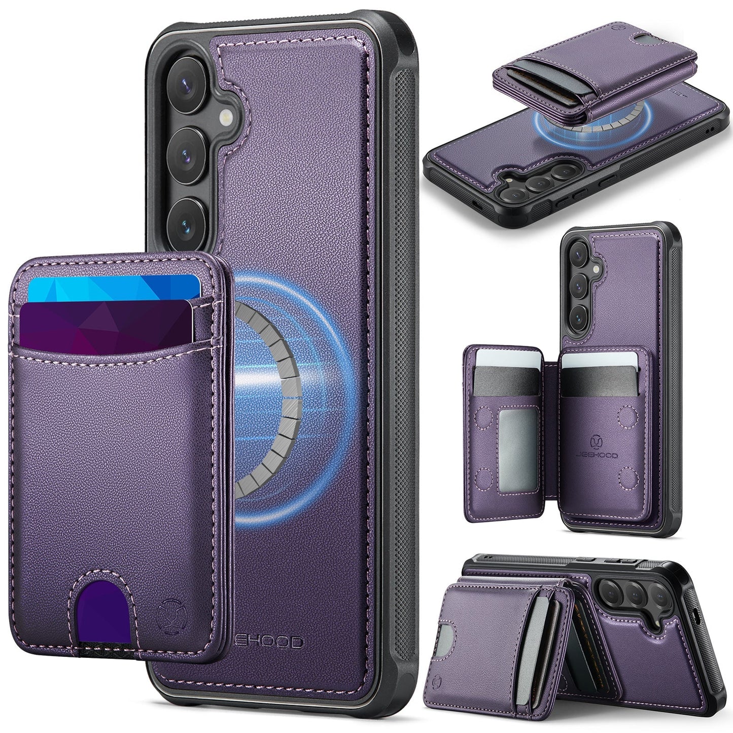 New 2-in-1 RFID Blocking Card Holder Leather Phone Case for Samsung Galaxy S25