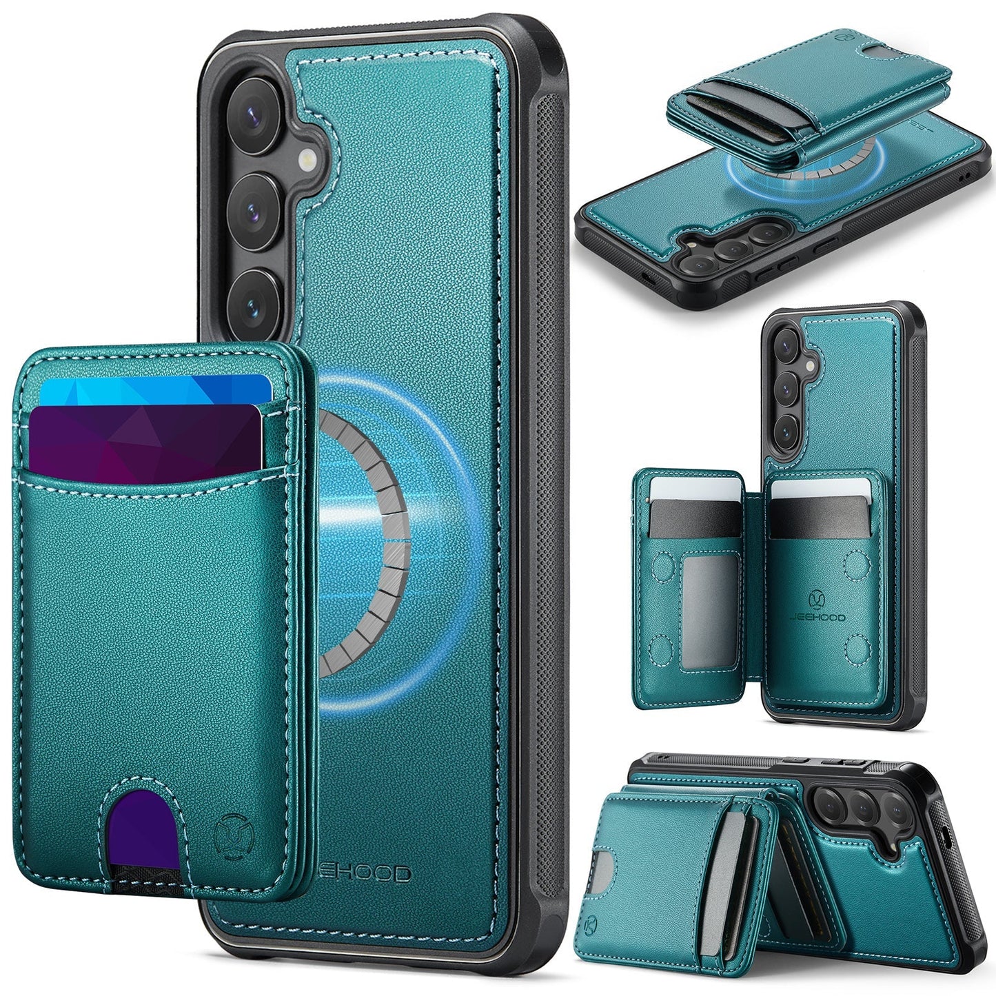 New 2-in-1 RFID Blocking Card Holder Leather Phone Case for Samsung Galaxy S25