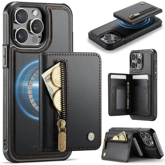 New 2-in-1 RFID Blocking Zipper Wallet Leather Phone Case for iPhone 12 Pro Max