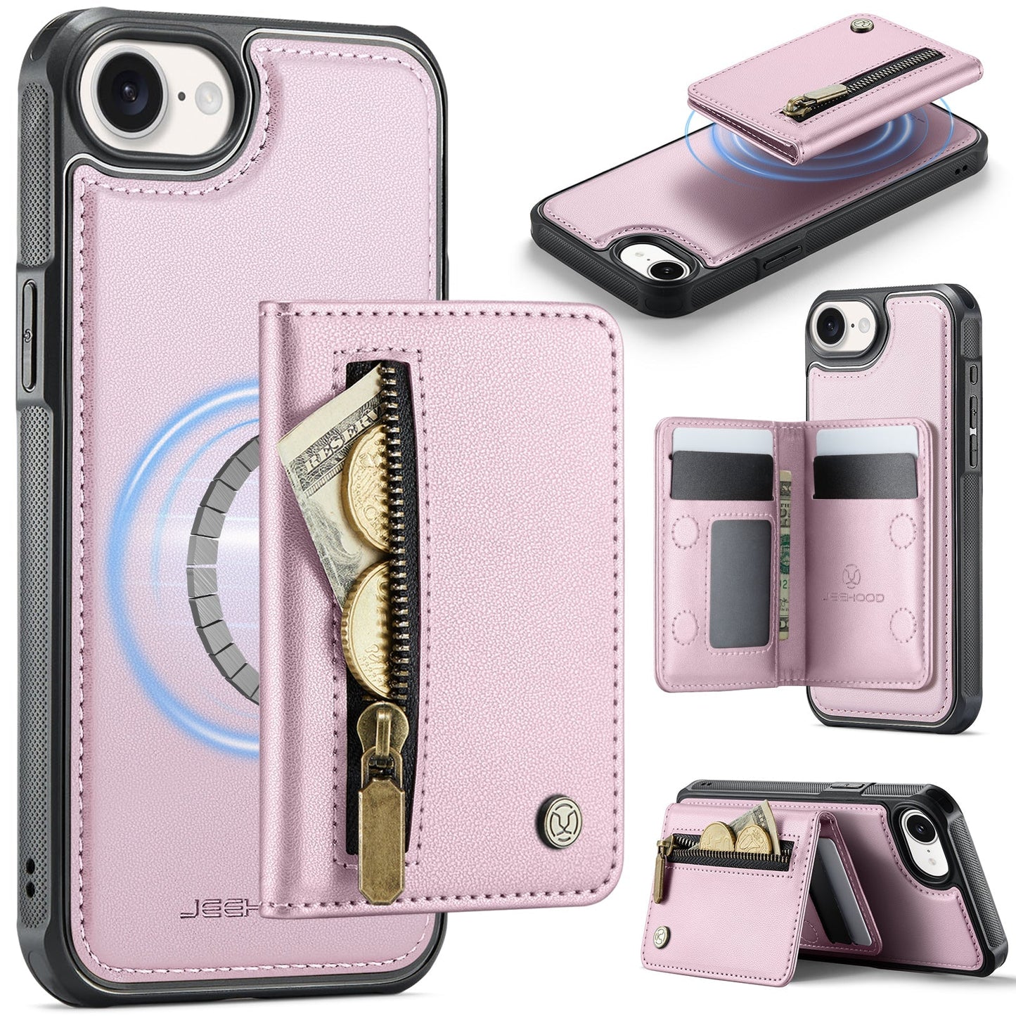 New 2-in-1 RFID Blocking Zipper Wallet Leather Phone Case for iPhone 16e