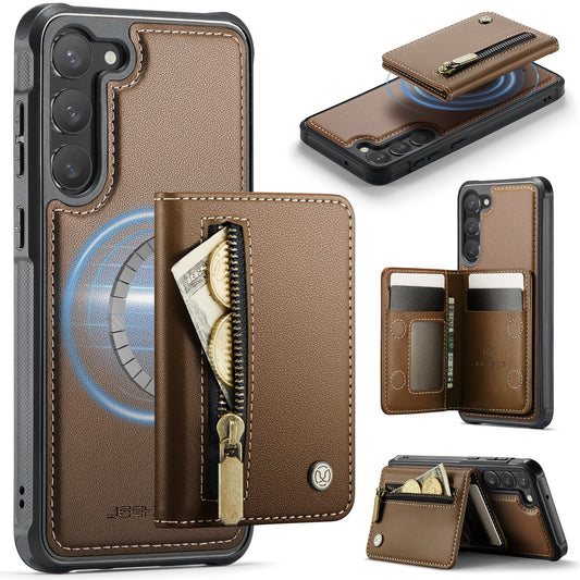 New 2-in-1 RFID Blocking Zipper Wallet Leather Phone Case for Samsung Galaxy S23