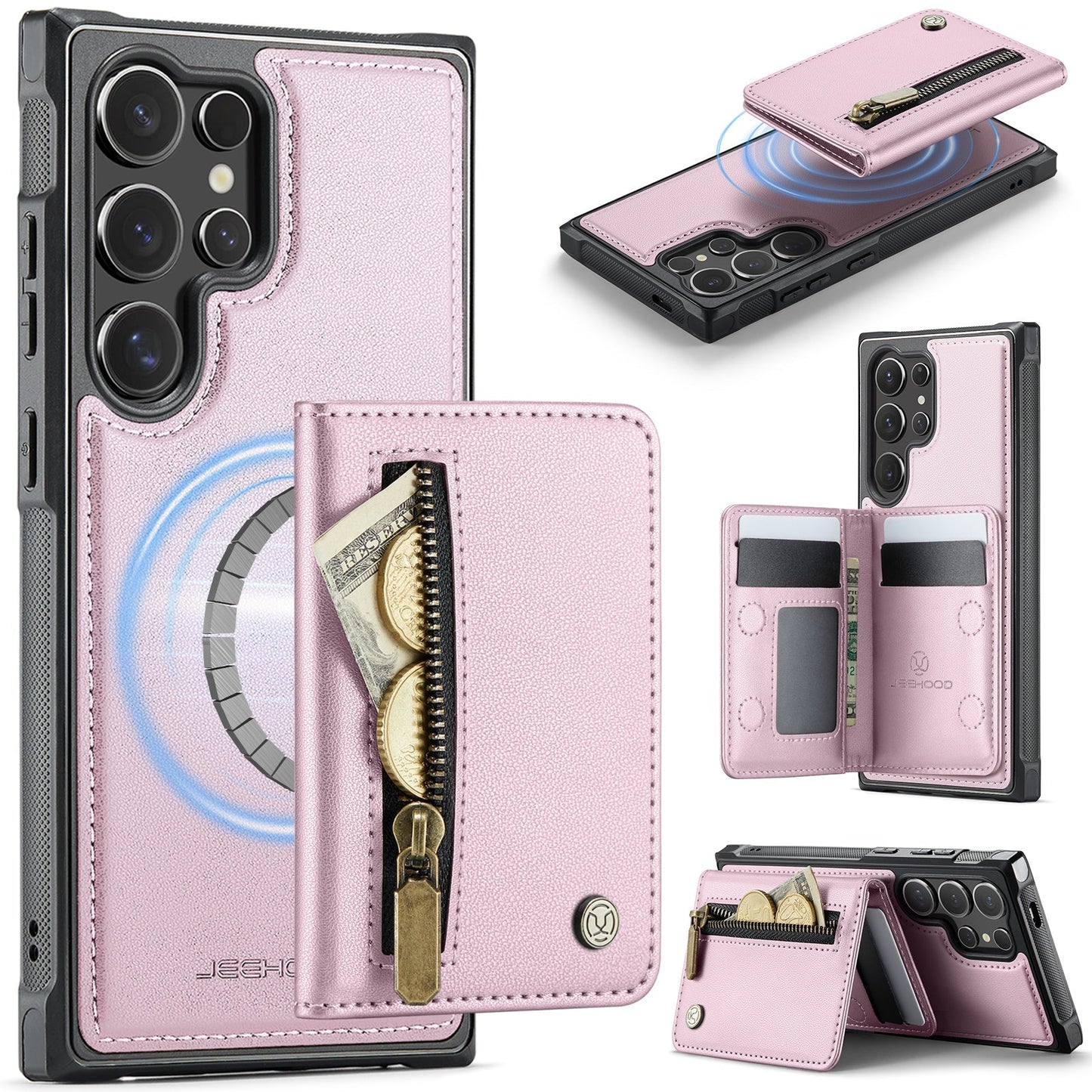 New 2-in-1 RFID Blocking Zipper Wallet Leather Phone Case for Samsung Galaxy S25 Ultra