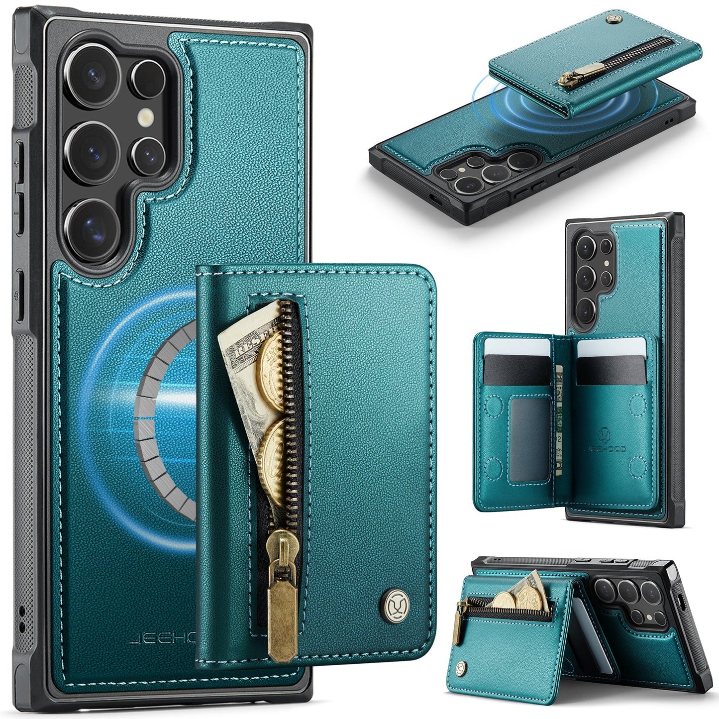 New 2-in-1 RFID Blocking Zipper Wallet Leather Phone Case for Samsung Galaxy S25 Ultra