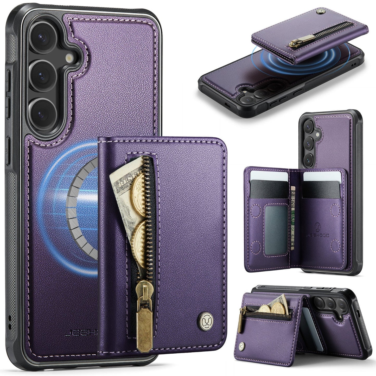 New 2-in-1 RFID Blocking Zipper Wallet Leather Phone Case for Samsung Galaxy A17