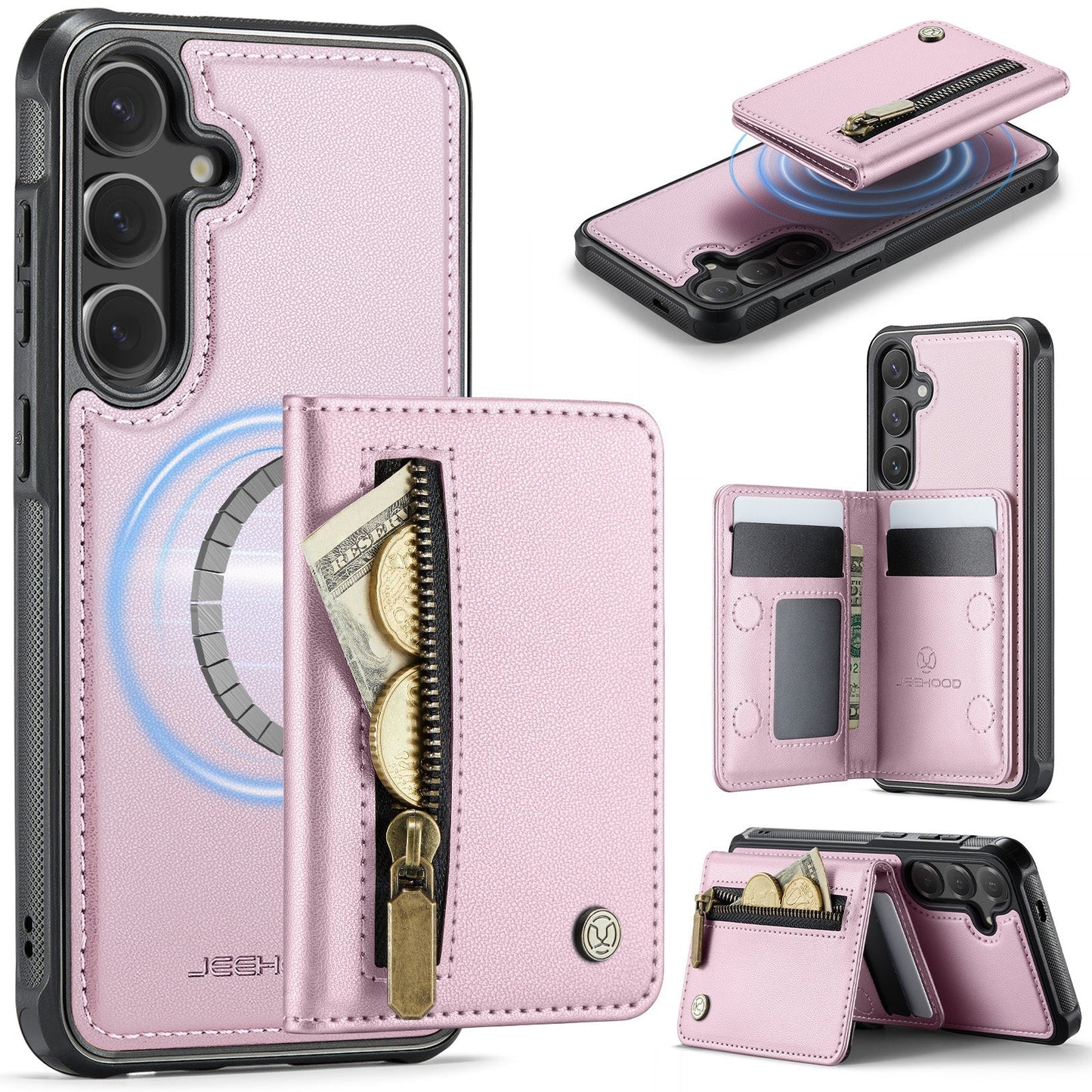 New 2-in-1 RFID Blocking Zipper Wallet Leather Phone Case for Samsung Galaxy S23 FE