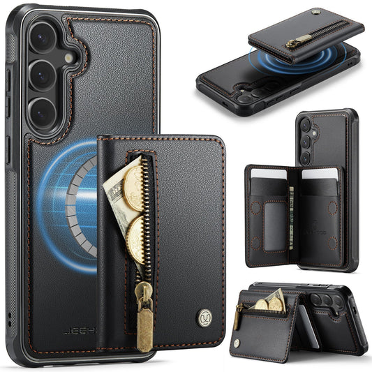New 2-in-1 RFID Blocking Zipper Wallet Leather Phone Case for Samsung Galaxy S25